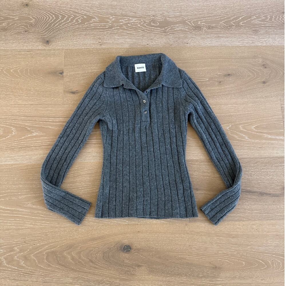 KHAITE Cashmere Sweater Ribbed Hans Size S Gray
